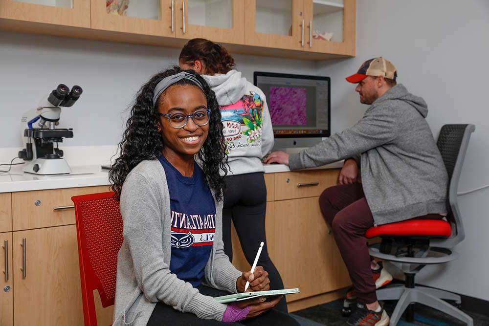 students working in a science lab